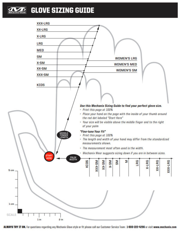 Mechanix FastFit Gloves - Sizing Guide 1