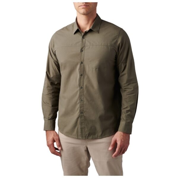 5.11 Igor Solid Long Sleeve Shirt - Ranger Green - Front 2